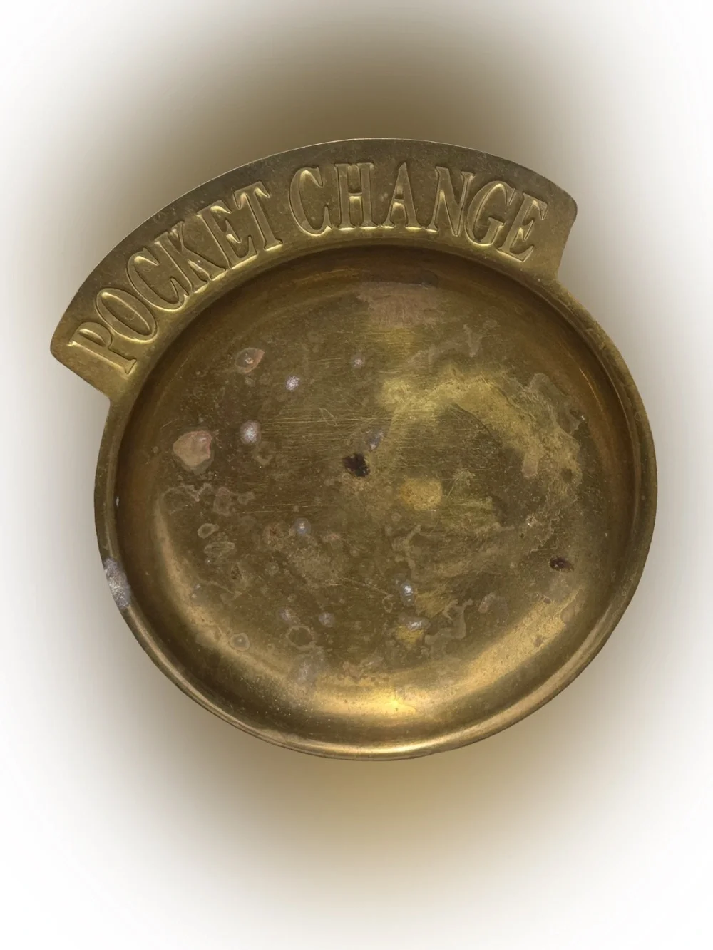 Vintage Brass POCKET CHANGE Trinket Dish ~ 5”x6”